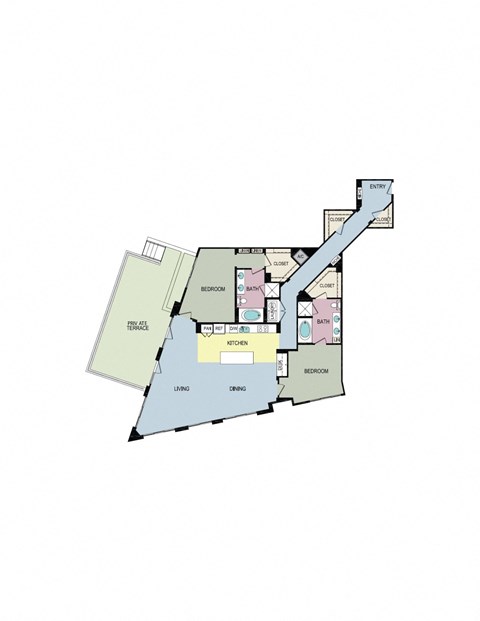 Floor plan for 2 beds, 2 baths, 2019 sqft